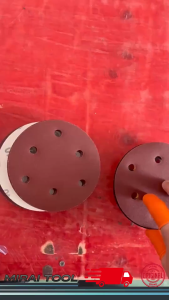 5" / 125mm 6 Hole Cloth Stick Round Sand Paper Abrasive Round Red Sandpaper Sanding Disc Kertas Pasir Polish