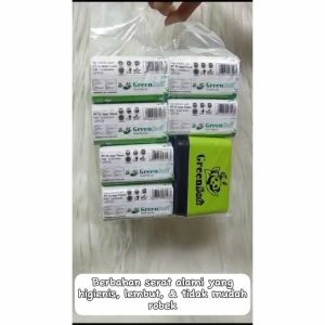 Tisu Greensoft Panda 6 Pack FREE Tempat Tissu 130 Sheets 2Ply / Lap Pembersih Noda Kotor Tangan Serbaguna / Kertas Tissue Selampai Wajah + Kotak Tisue Meja Makan / 1 Set Paket 6Pcs Isi 130 Lembar Green Soft Size Kecil Pop Up Super Halus & Lembut - HOMIA
