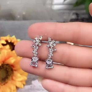 Huitan Fresh Style Lady Drop Earrings Trendy Wedding Daily Party Shiny CZ Accessories Anniversary Versatile Elegant Jewelry Gift