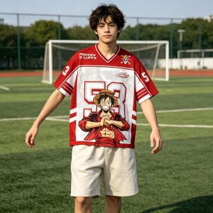 Hot Toys | Kid Tee Women Men T Shirt Boys Girls Top Adults Children Parent Child V-neck quick dry Tshirts One Piece Luffy Football Jersey