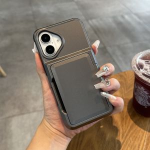 เคสโทรศัพท์แบบมีซิปปิดแบบครอบคลุมเต็มรูปแบบพร้อมช่องใส่บัตรแบบหนังสือเล่มสำหรับ Apple iPhone 16 pro Max แบบใหม่พร้อมขาตั้ง