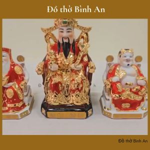 (Lẻ) Ông thần Tiền (Phát) sứ dát vàng cao cấp chiêu tài giữ lộc - Đồ thờ Bình An - Decor Phong thủy