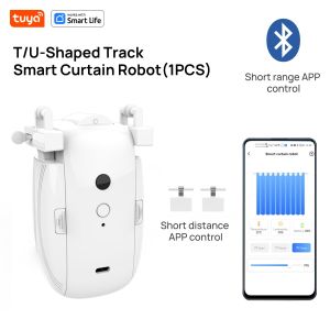 Tuya Smart Curtain Robot (T/U-shaped track) Bluetooth APP Short Range Control Timed switch Pull-to-start 8KG load capacity