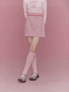 LOVESASAKIDS | Velvet Heart Pattern High-Waist A-Line Matching Skirt
