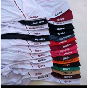 Kerudung Serut Anak Sekolah SD SMP Bordir Nama Suka Suka