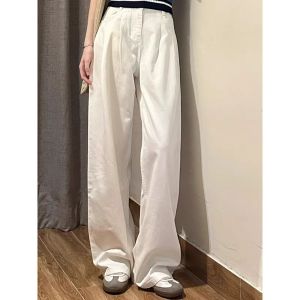 White High Waist Straight Leg Casual Pants Womens Fashionable Korean Style Slimming Floor-Length Autumn New Loose Long Trousers