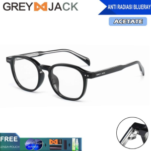 Grey Jack Kacamata Antiradiasi Blueray Komputer/Laptop/Gadget Design Kotak Bold Keren Kekinian Acetate+TR90 Bisa Minus Antiradiasi/Blueray/Photocromic/Bluecromic 8609