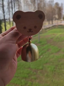 Japanese Style Wooden Doorbell Decor Round  Self-adhesive Magnetic Wind Chime The Doorbell Will Ring