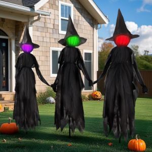 1.5M ฮาโลวีนเรืองแสงแม่มดเสียงเปิดใช้งานกรีดร้องแม่มดตกแต่งน่ากลัวฮาโลวีนสยองขวัญ Night ไฟตกแต่ง Maison