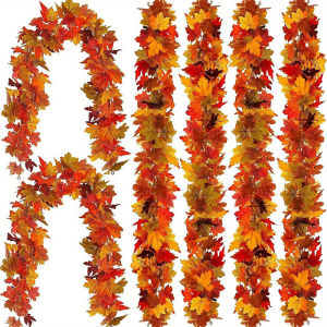 2M Artificial Fall Maple Leave Vine Fake Plants Garland Autumn for Home Decor Garden Thanksgiving Halloween Festivals Decoration