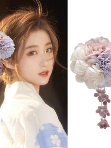 Retro Court Style Hair Accessories for Men and Women Silk Flower Embellished Hair Clips Travel Photography Tassel Hairpin Freshly Baked Brand