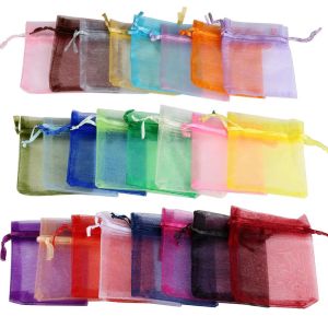 50pcs/lot 24 Colors Organza Bag For Jewelry Drawstring Pouches For Wedding Christmas Candy Gift Bags Jewelry Packing