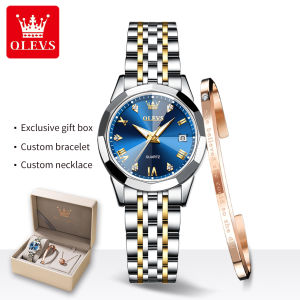 OLEVS Watch Set for Women Original Waterproof Stainless Steel Elegant Luminous Ladies Watches with Necklace Bracelet Box