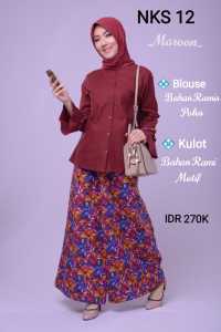 NKS 12 SET STELAN KULOT BLOUSE NIBRAS
