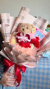 Famous Amos Cookie Tin & Bear Bouquet - Surprise Gift Children Birthday Teachers Corporate Event Party