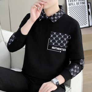 HENGYUANXIANG | เสื้อยืดคอกลมแขนยาวทรงหลวมสำหรับผู้ชาย ทรงพอดีตัว ทรงหลวม ทรงพอดีตัว ทรงหลวม เสื้อเชิ้ต POLO ลำลอง แฟชั่น ฤดูใบไม้ผลิ 2025