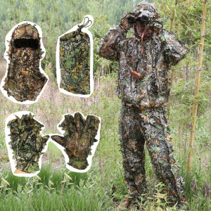 Hunting Suit Jungle Leaves Lightweight Camouflage Ghillie Suit  With Hood Outdoor Photography Watching Bird Cloth Costume