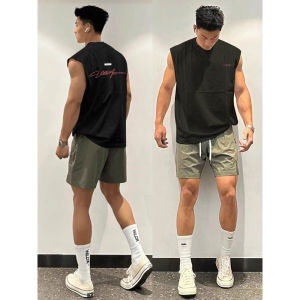 Áo Ba Lỗ Không Tay Cotton Đen Đơn Giản Rộng Rãi Thường Ngày Mùa Hè Phong Cách Mỹ Trang Phục Công Sở Quần Áo Nam