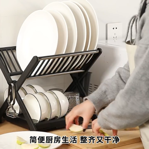 Foldable X Dish Drainer Easy Clean Space-Saving Rak Dapur Home Office Restaurant Tableware Storage