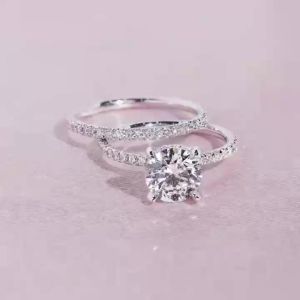 Hot Selling Silver Plated Rings Set For Women Geometric Punk Cubic Zirconia Jewelry Wedding Engagement Ring Size 5-11