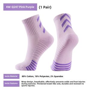 Kawasaki Womens Sport Socks Q248 Mid-Calf Thick Bottom Breathable Absorbent Fitness Running Towel Socks for Badminton
