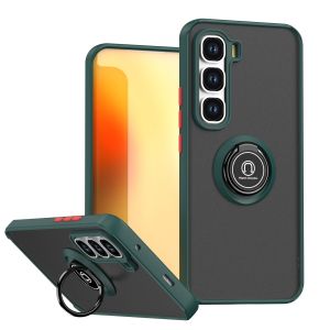 Infinix Hot 60 Pro Plus Case Metal Ring Holder Shockproof Silicone Bumper Matte Back Cover Hard Case for Infinix Hot 60 Pro Plus