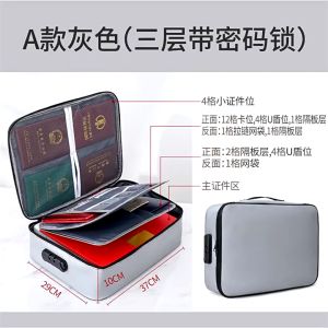 2000°F Fireproof Waterproof File Bag With Combination Lock Large Capacity 3-Layer File Storage Bag