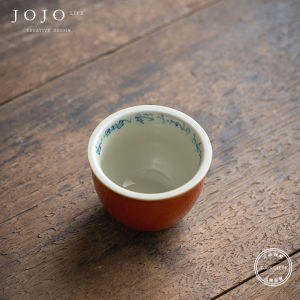 ZiQuanJian JOJOS L. PD. Hand-Painted Coral Red Tea Set Chinese Style Ceramics Gongfu Tea Utensils Poetic Unrestrained Poetry Cup