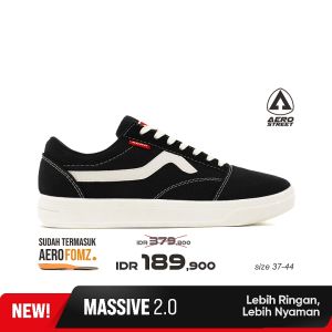 Aerostreet 37-44 Massive Low 2.0 Hitam Natural - Sepatu Sneakers Casual