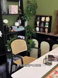 XIANGNANSONG | Vintage Rattan Look Stackable Dining Chair