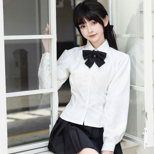 Blouses JK Uniform Long Sleeves White Shirt Shirt Waist-Tight Slim Looking Autumn Long Sleeve Inner Wear Suit Back Strap