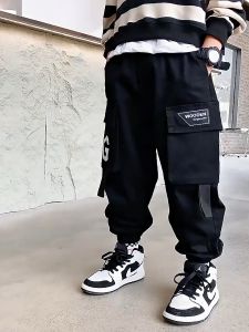 COD Cargo Pants for Kids Boys 4 Pockets Multi pocket overalls Casual Pants Maong Jogger Pants Cotton Korean Style Fashion Wide Leg Jogger Pants for Kids Boys 130-160cm  High Quality Cargo Pants For Boys Fashion Casual Soft Denim Cargo Jogger Pants