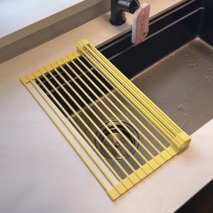 Kitchen Silicone Drain Rack Multi-Function Storage Organizer for Bowls Plates Chopsticks Sink Side Storage Shelf