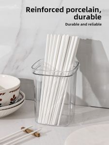 High-End Ceramic Chopsticks Set Pure Color Anti-Mold Anti-Damp Antibacterial Green Chopsticks Household Creative Geometric Design