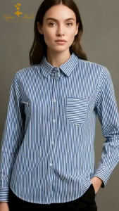 Kemeja wanita salur / kemeja salur ungu muda dan putih cantik/ Kemeja Salur atau Garis Ungu Muda - Putih