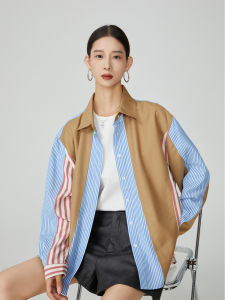Irregular Design Stripe Patchwork Loose Casual Blouse
