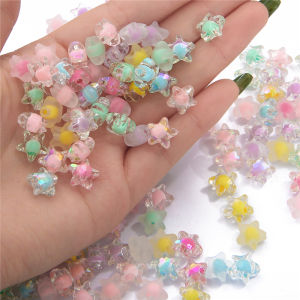 80pcs Plastic Acrylic Star Beads Fashion Loose Spacer Beads For Jewelry Makeing DIY Hairpin Earring Necklace Handmade Bracelet Accessories