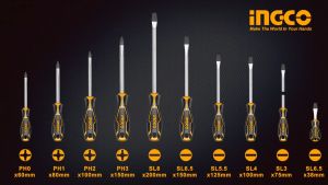 Ingco 10pcs Screwdriver Set Cr-V Magnetic Tip Flat & Phillips Hand Tool Kit For Home Car DIY Repair HKSD1028 - HT2