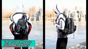 Large Capacity Multifunctional Fishing Sling Bag Single Shoulder Chest Bag with Fishing Rod Holder Workbench Bag Fishing Gear Waist Bag