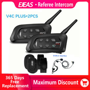 EJEAS  V4C Plus Football Referee Intercom Headset Bluetooth 1500M Full Duplex Headphone Soccer Conference Interphone