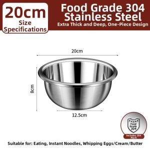 Multifunctional 304 Stainless Steel Kitchen Bowl Food Grade and Thickened