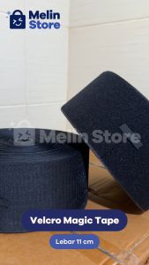 [Packing per meter] Velcro Perekat / Magic Tape - Lebar 11 cm Panjang 1 meter 1 SET - Warna Hitam