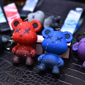 2H Cartoon Lightning Bear Keychain Cute Astronaut Bear Doll Keyring Bag Pendant Couple Car Keyholder Creative Bag Charm Accessories
