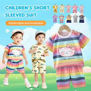 YTFU 1 - 7 ปีเด็กฤดูร้อนเสื้อผ้าชุดนอน ผ้าฝ้ายเสื้อยืดชุดชั้นในชุดสำหรับเด็กชายหญิงเด็กวัยหัดเดินเด็กสั้นกางเกงขาสั้น