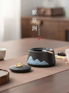 Hộp Đựng Thuốc Lá Trang Trí Phòng Khách Phong Cách Mới Trung Quốc Họa Tiết Hoa Sứ Có Nắp Chống Bụi Thời Trang