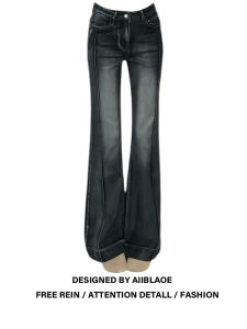 กางเกงยีนส์ทรงหลวมเอวสูงสไตล์ย้อนยุคไซส์ใหญ่ กางเกงขายาวทรงหลวมสำหรับผู้หญิง ฤดูใบไม้ร่วง/ฤดูหนาว ทรงสลิมฟิต กางเกงยีนส์ทรงหลวม
