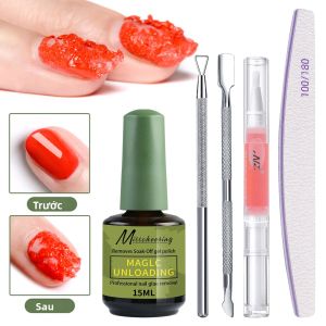 Bộ 5 Chai Dung Dịch Tẩy Sơn Móng Tay Gel Thần Kỳ 15ml Loại Bỏ Bằng Đèn UV/LED Kèm Dầu Dưỡng Móng