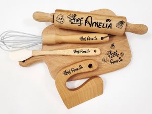 Myhbuns Chef Personalized Wooden Kids Baking Toy Set