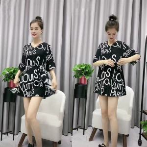 ชุดเดรสผ้าชีฟองแฟชั่นฤดูร้อน ชุดสองชิ้น ทรงสลิมฟิต เอวสูง แขนสั้น กระโปรงทรงเอ ชุดลำลอง เอวสูง ชุดทำงาน