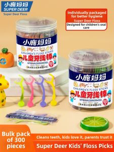 SUPER DEER | Children Extra Fine Individual Wrapped Dental Floss Sticks